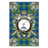 Clan Barclay Hunting Ancient Tartan Crest Black Garden Flag  - Gold Thistle  BB64 Clan Barclay Tartan Today